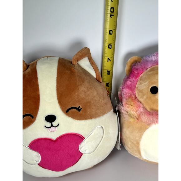Squishmallows Regina 8" Valentine Corgi NWT & Leonard 7" Rainbow Mane Set - Picture 6 of 6